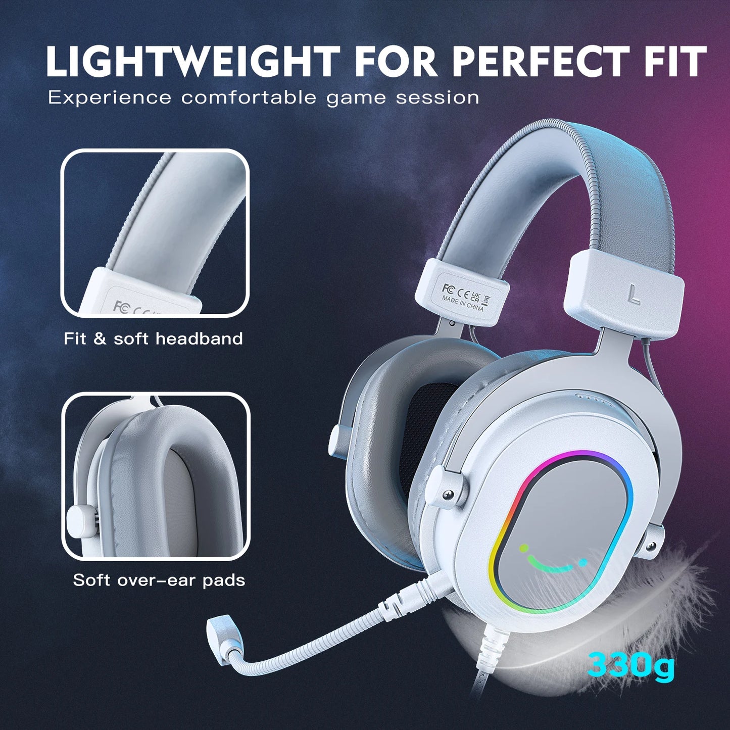 FIFINE RGB Headset Ampligame-H6W