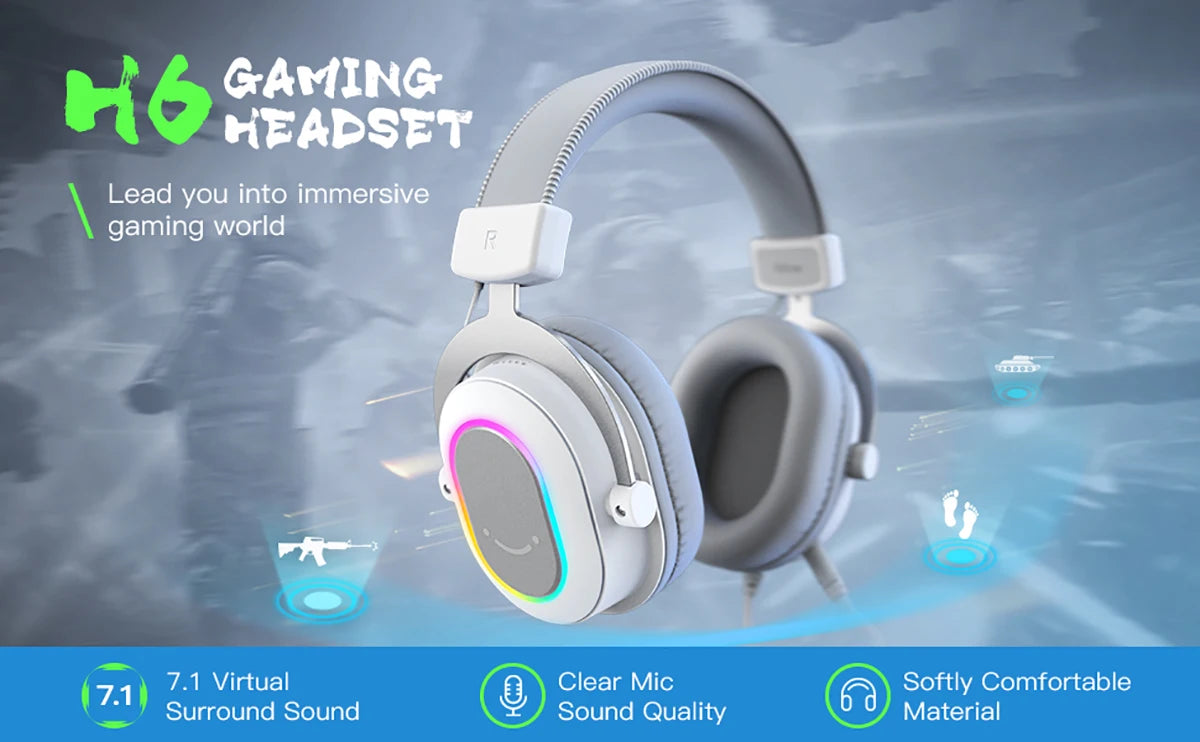 FIFINE RGB Headset Ampligame-H6W